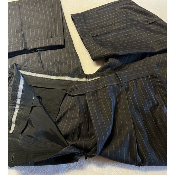 Armani Collezioni 44L 35x30 Gray Stripe Mens Wool Cashmere Flannel Finish Lux - Picture 7 of 16